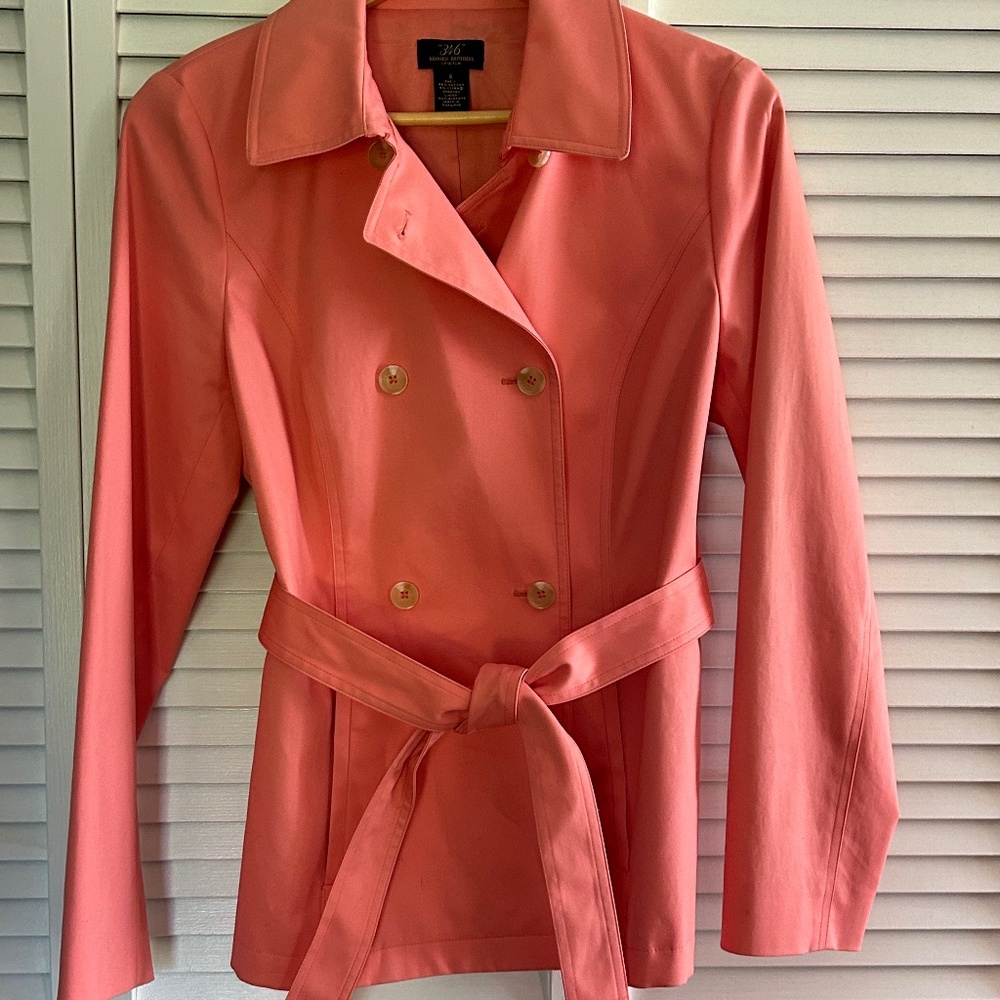 Coral Colored Short Trench Coat - Brooks Brothers - Women's Size 8